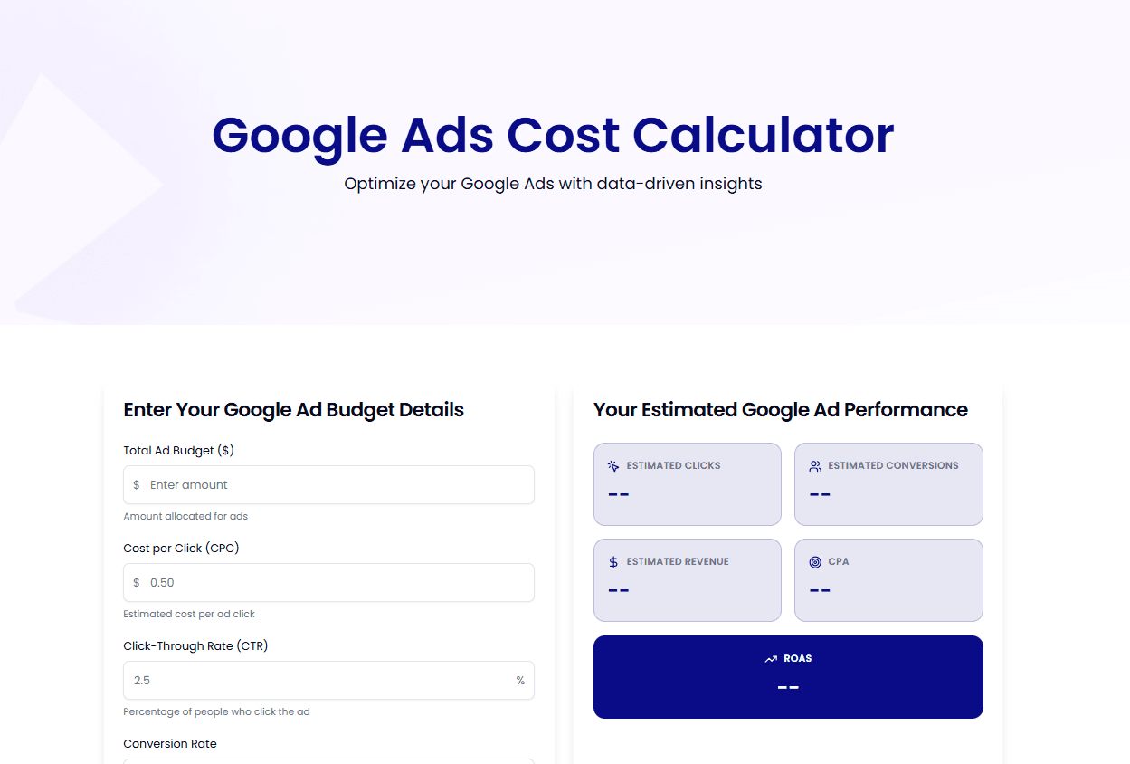 Google Ads Cost Calculator