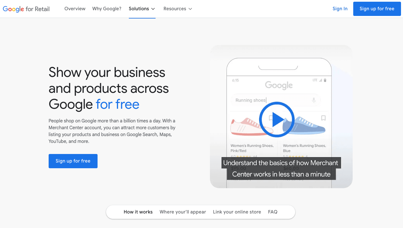 Sign in to the Google Merchant Center