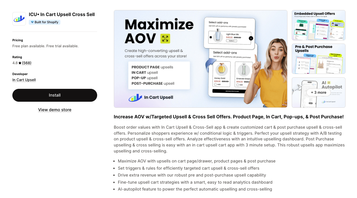 ICU In Cart Upsell Cross Sell - Top Shopify Order Limit Apps
