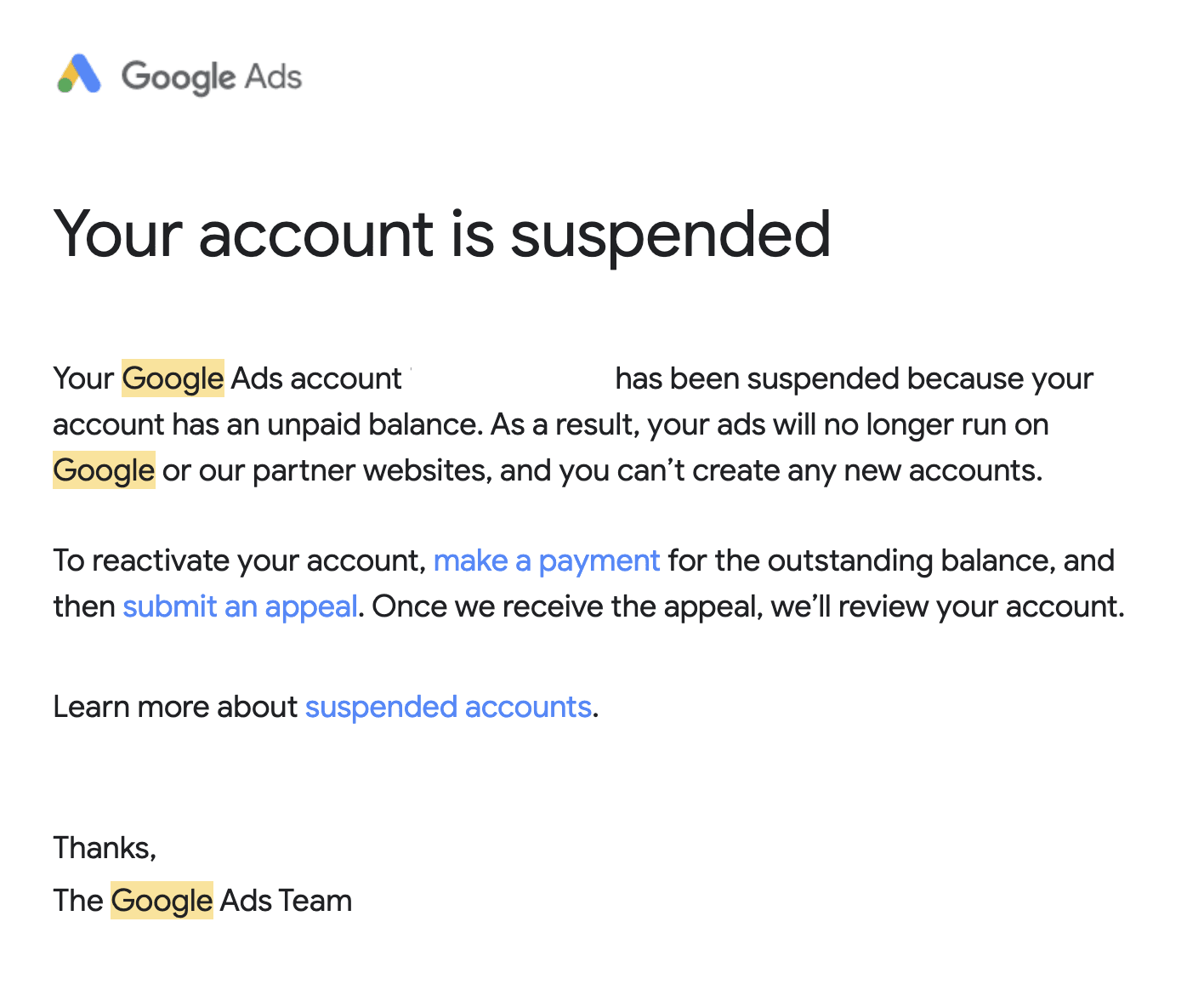 Impact of Google Merchant Center Suspension on Google Ads Account