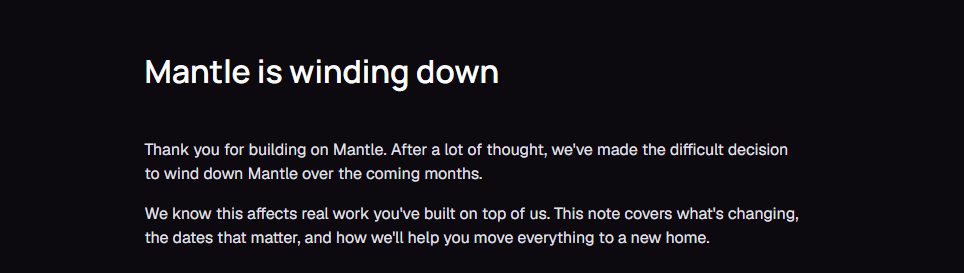 Mantle is winding down
