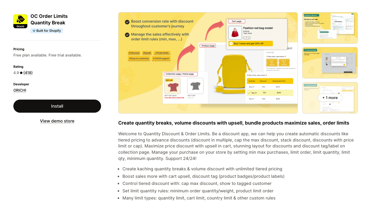 OC Quantity Breaks & Order Limit - Top Shopify Order Limit Apps