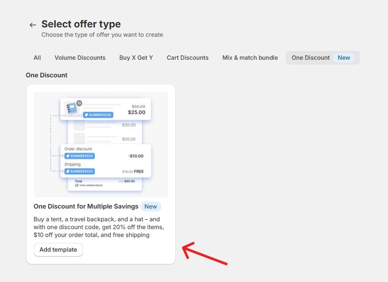 One discount for multiple savings setup