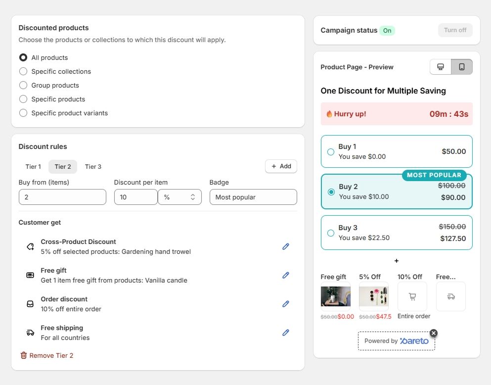 One discount for multiple savings step 2