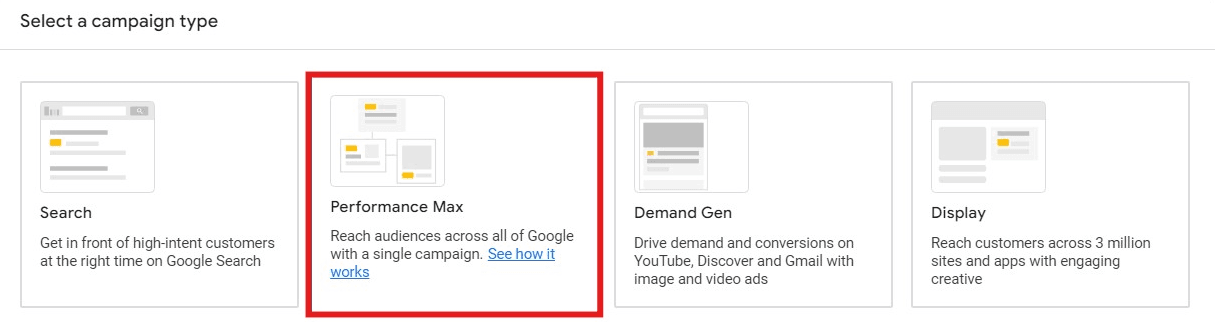 Option 2: Set Up Google Performance Max Campaign