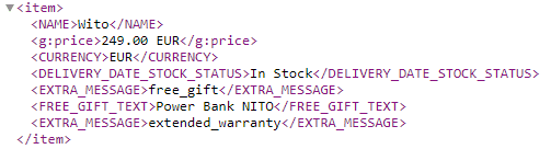 Structure the XML Feed
