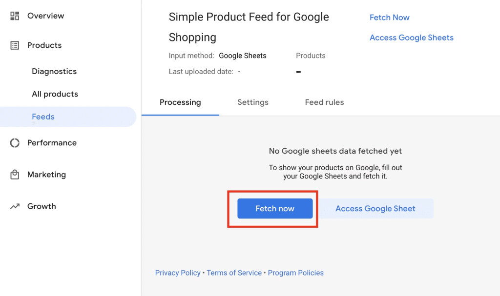 Upload the Feed to Google Merchant Center