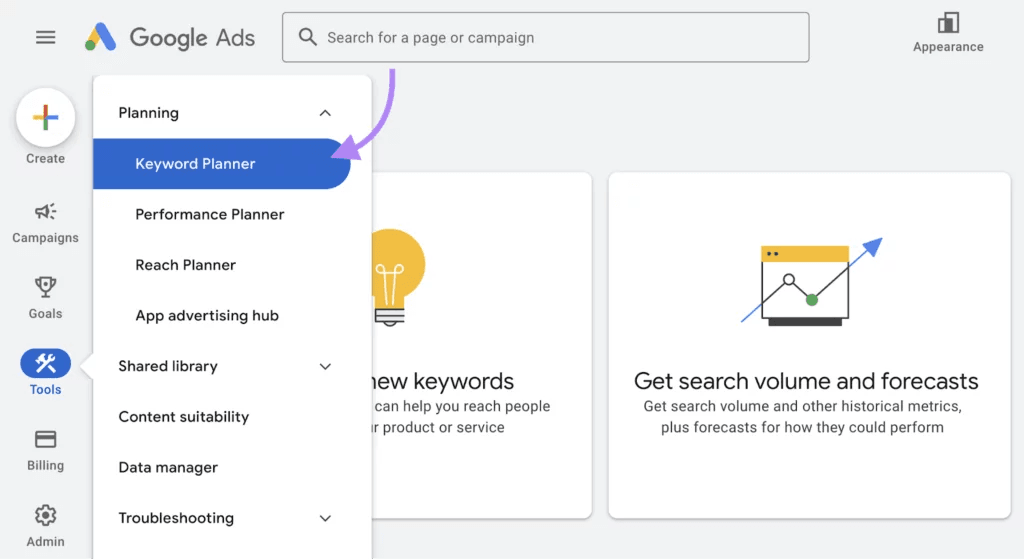Use Keyword Planner for Search Themes