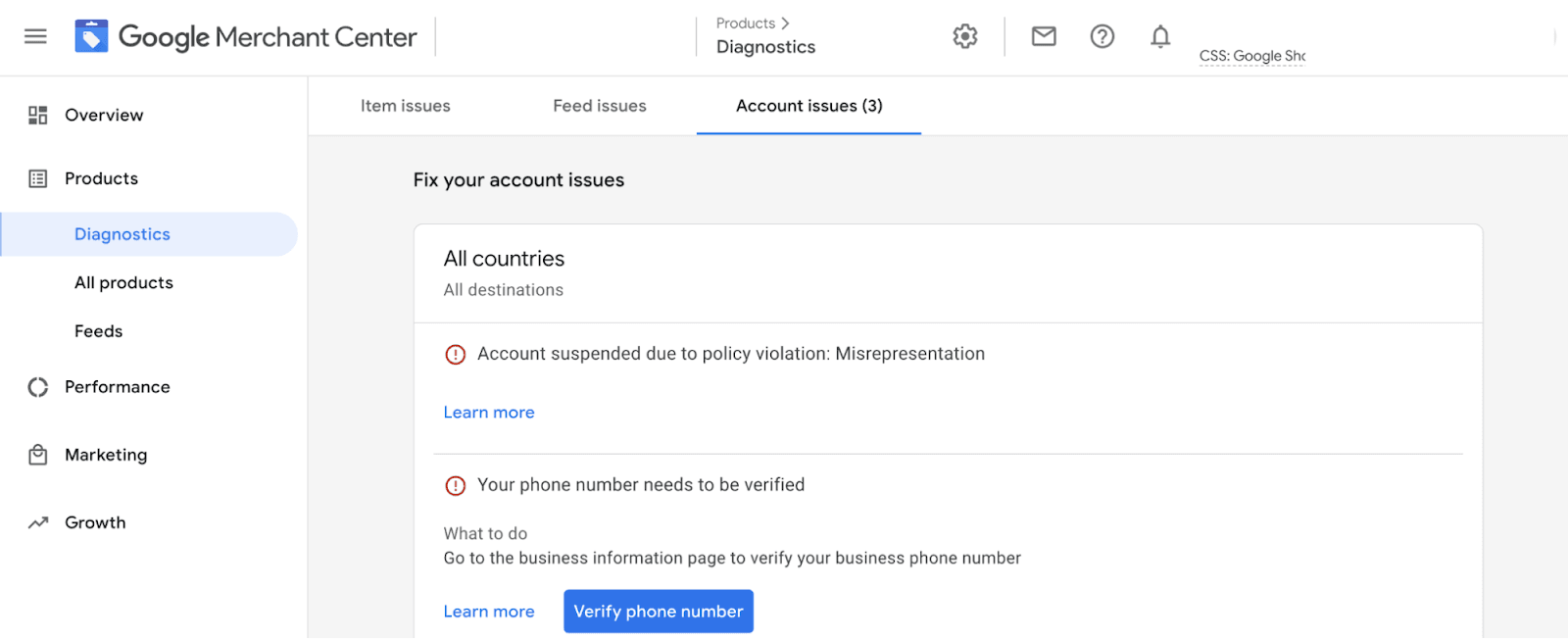 What is Google Merchant Misrepresentation?