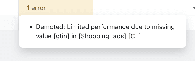 What Does “Limited Performance Due to Missing Value GTIN” Mean?